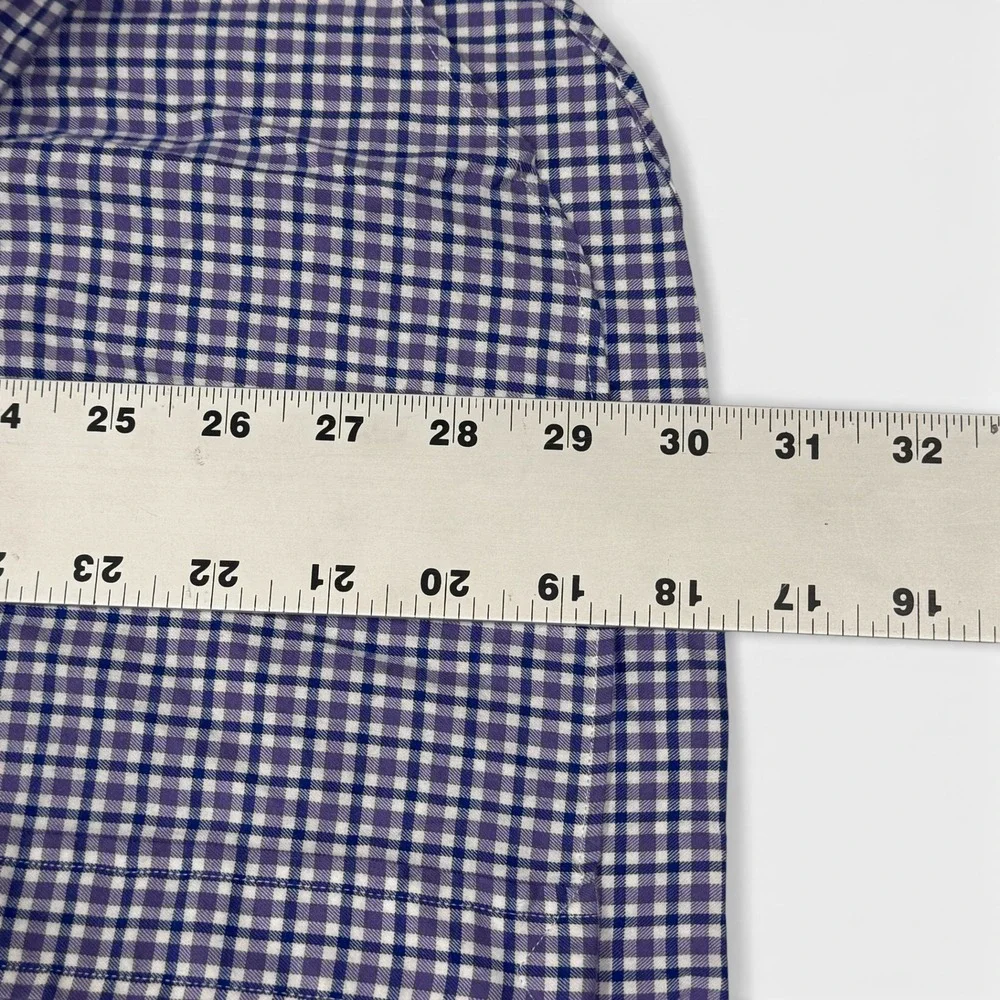 Polo Ralph Lauren Mens Gingham Button Down Shirt Long Sleeve Purple Large Cotton